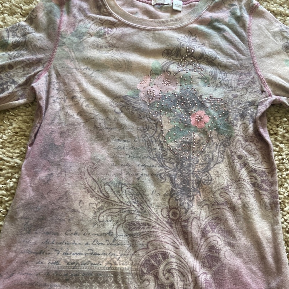Bedazzled pink cross top